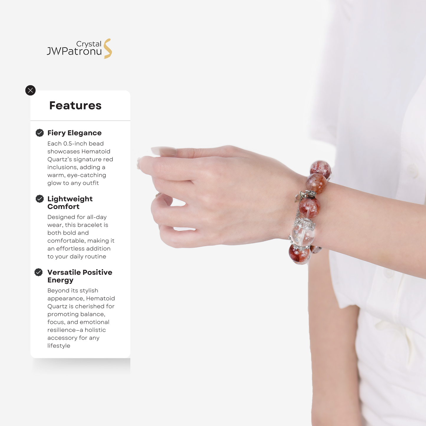Hematoid Quartz Serenity Bracelet - JWPatronus