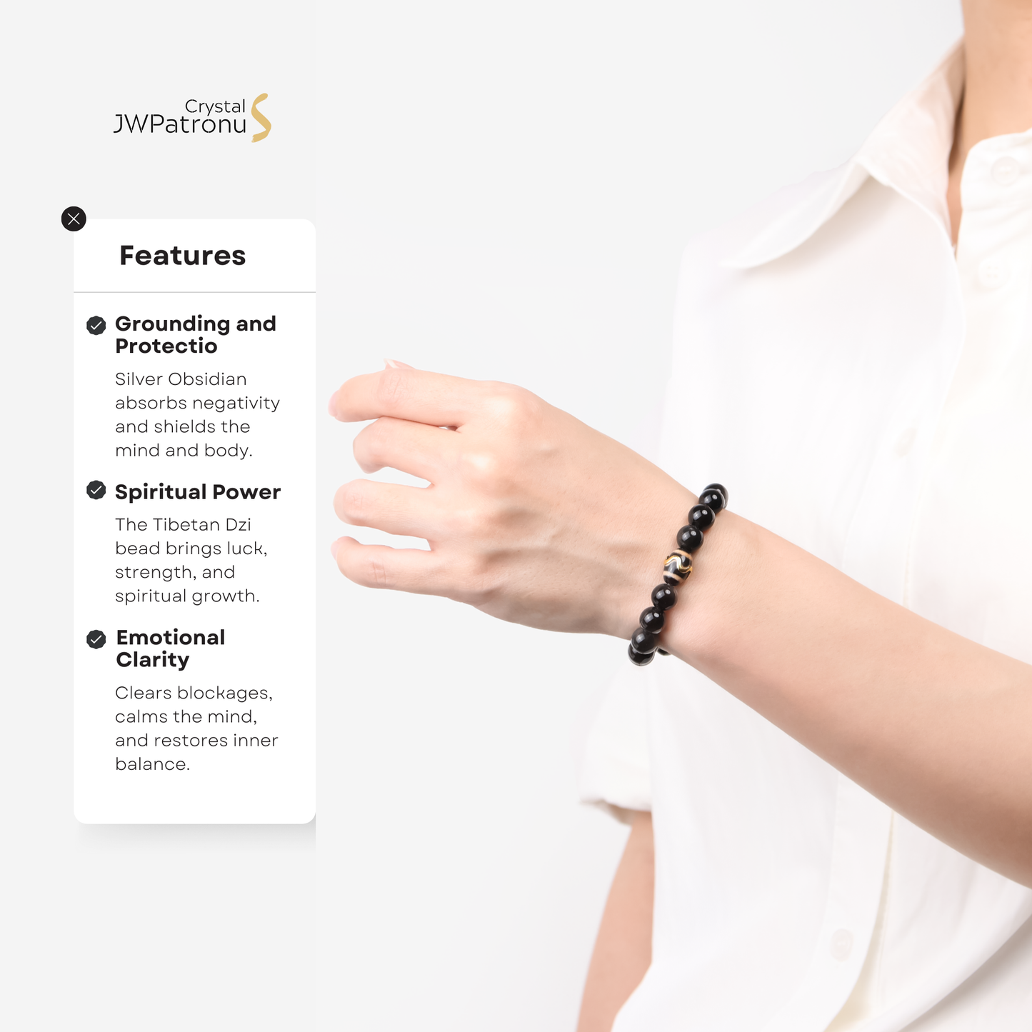 Mystic Shield Obsidian & Dzi Bracelet - JWPatronus