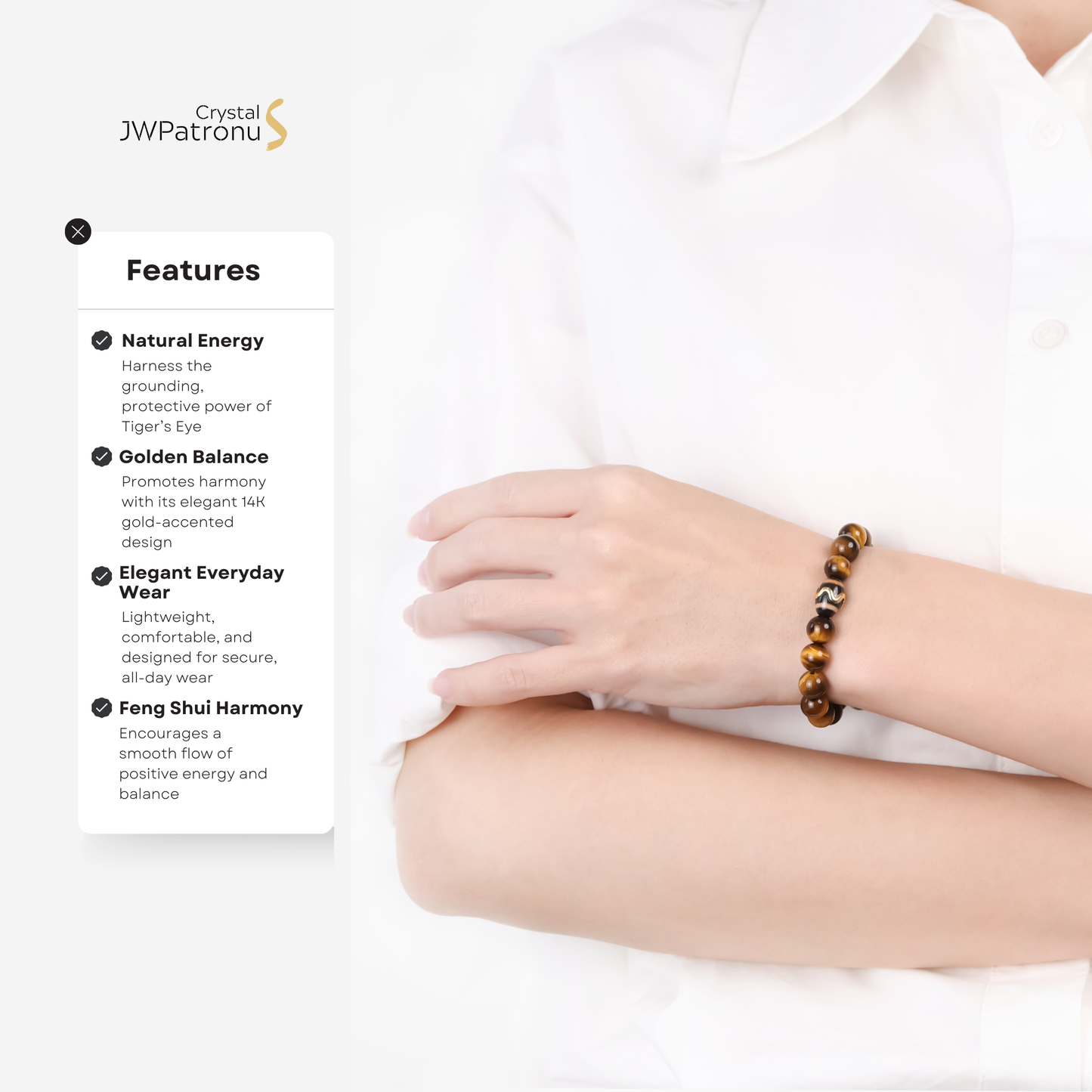 Kailash Tiger’s Eye Dzi Bracelet - JWPatronus