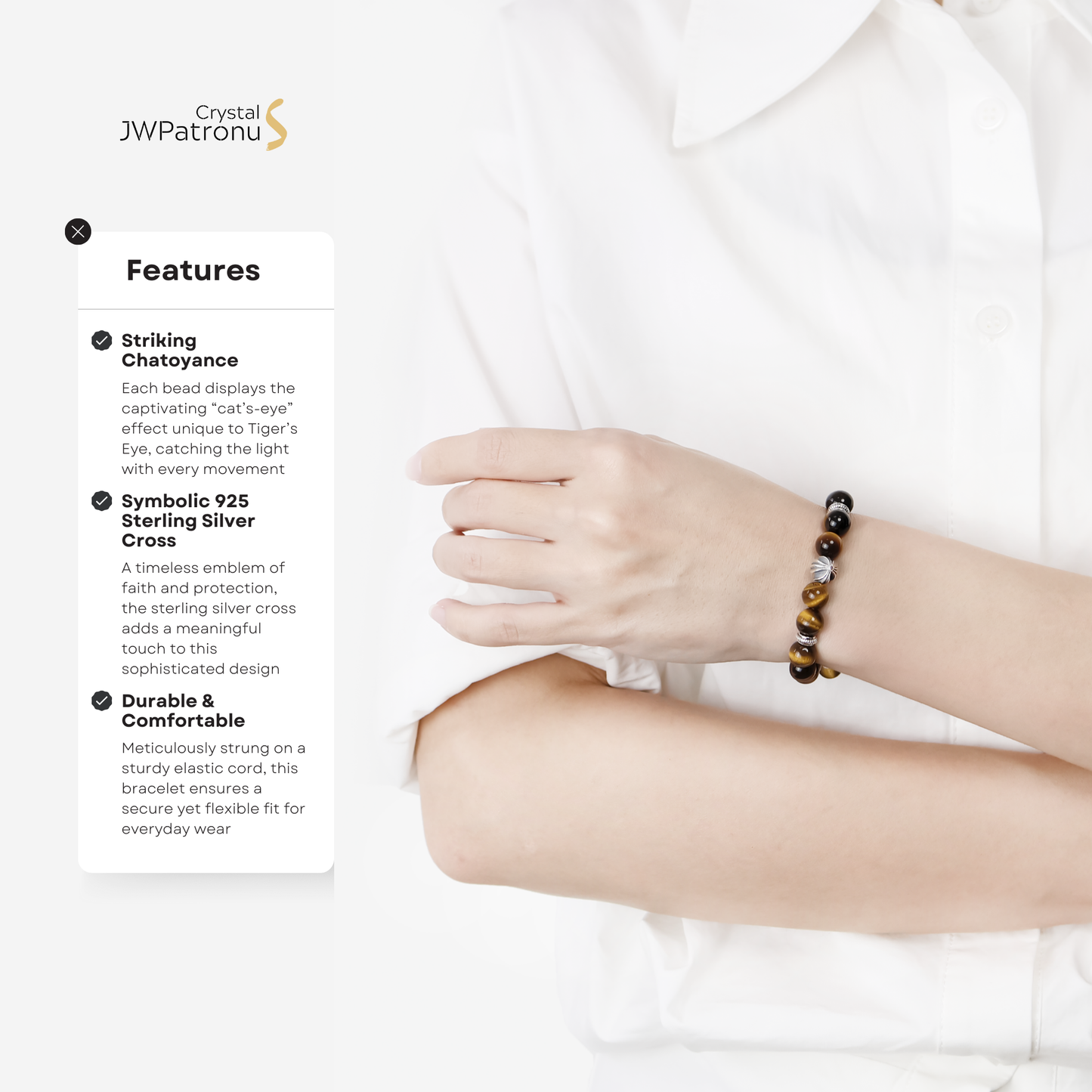 Guardian Tiger’s Eye Cross Bracelet - JWPatronus