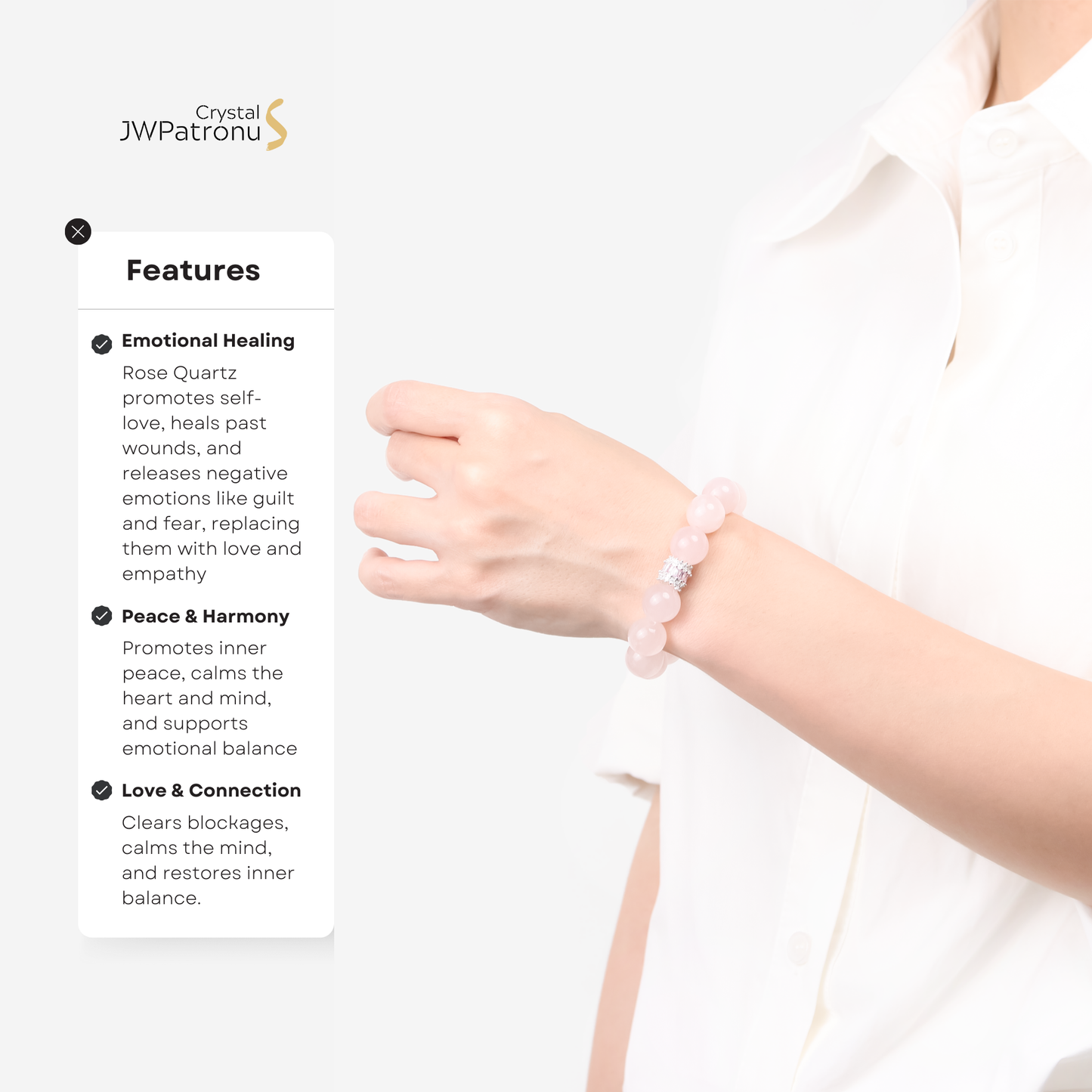 Royal Rose Quartz Serenity Bracelet - JWPatronus