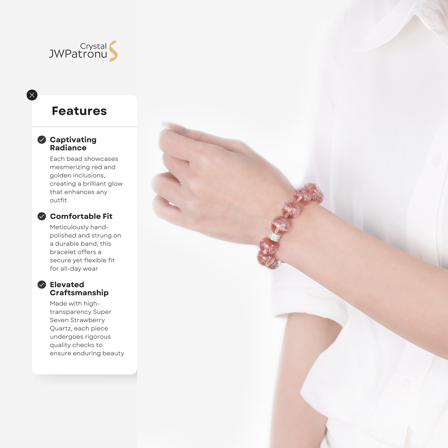 Aurora Bloom Strawberry Quartz Bracelet - JWPatronus
