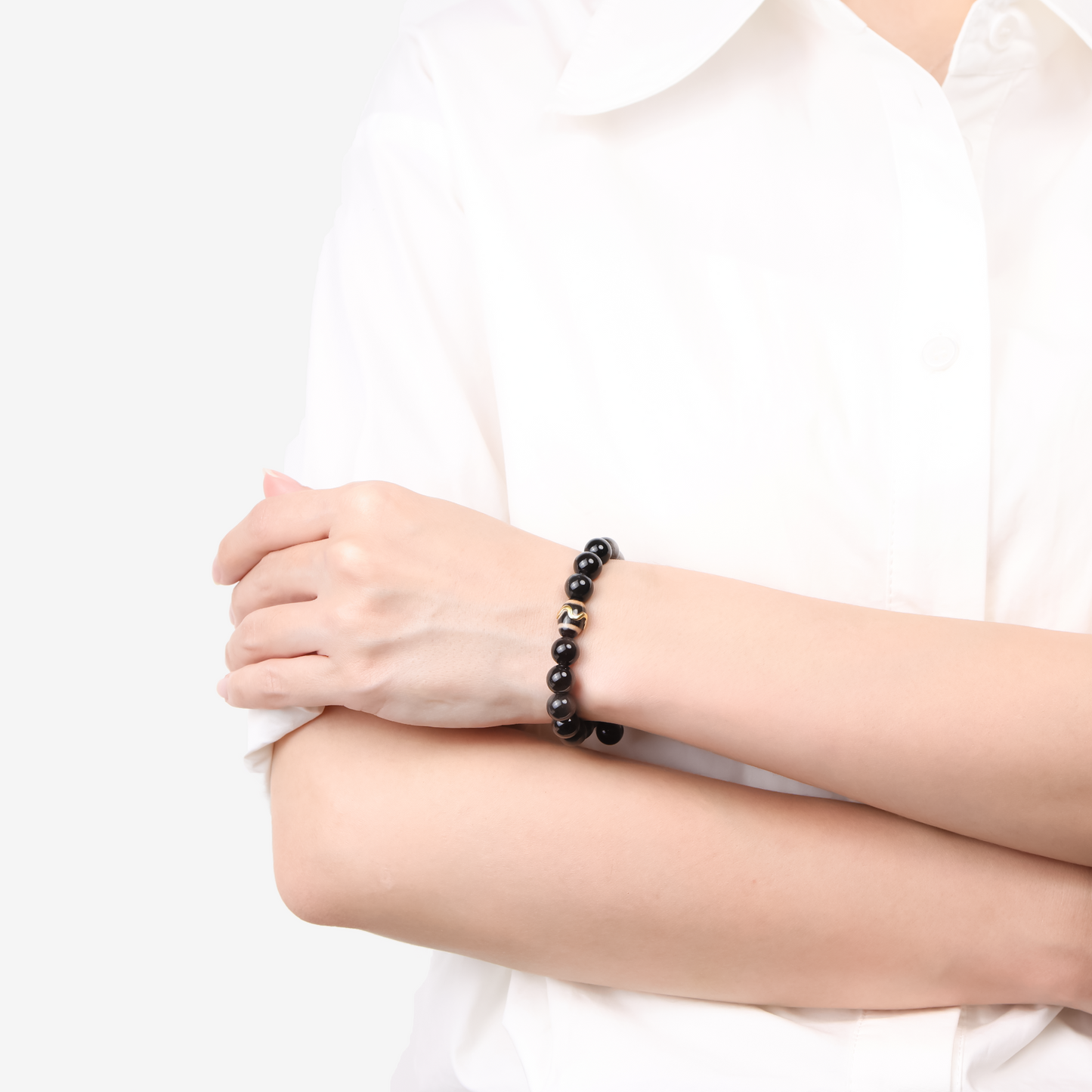 Mystic Shield Obsidian & Dzi Bracelet - JWPatronus