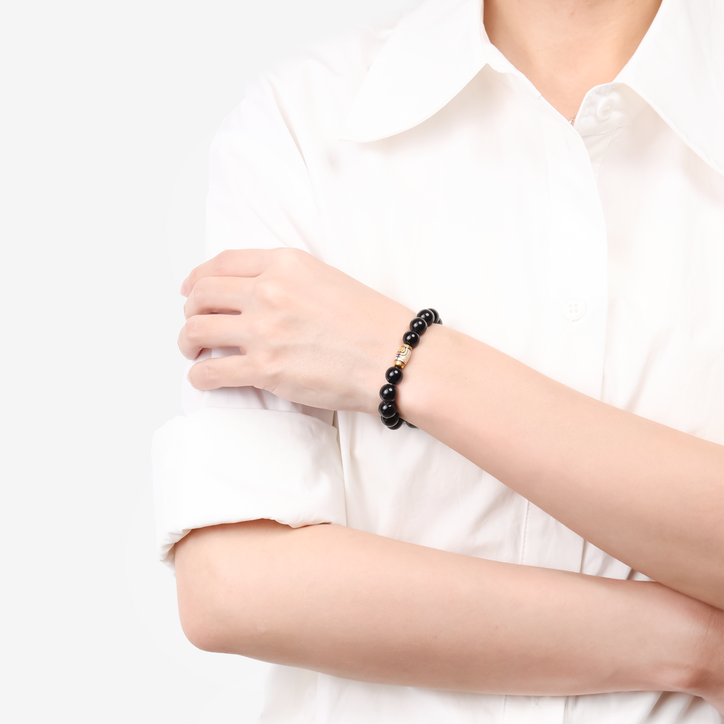 Golden Enameled Obsidian Bracelet - JWPatronus