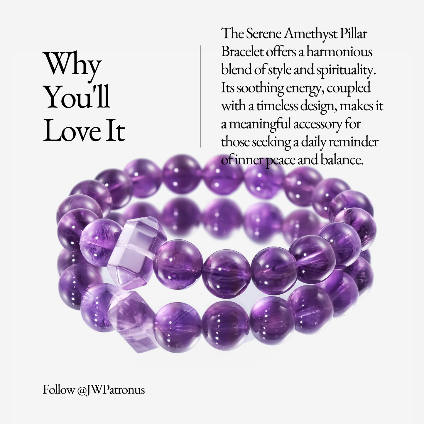 Serene Amethyst Pillar Bracelet - JWPatronus