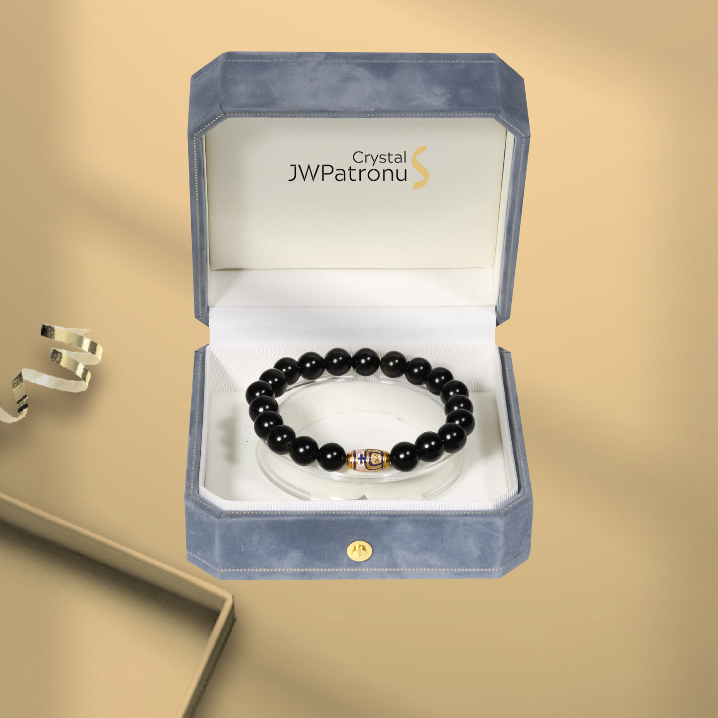 Golden Enameled Obsidian Bracelet - JWPatronus