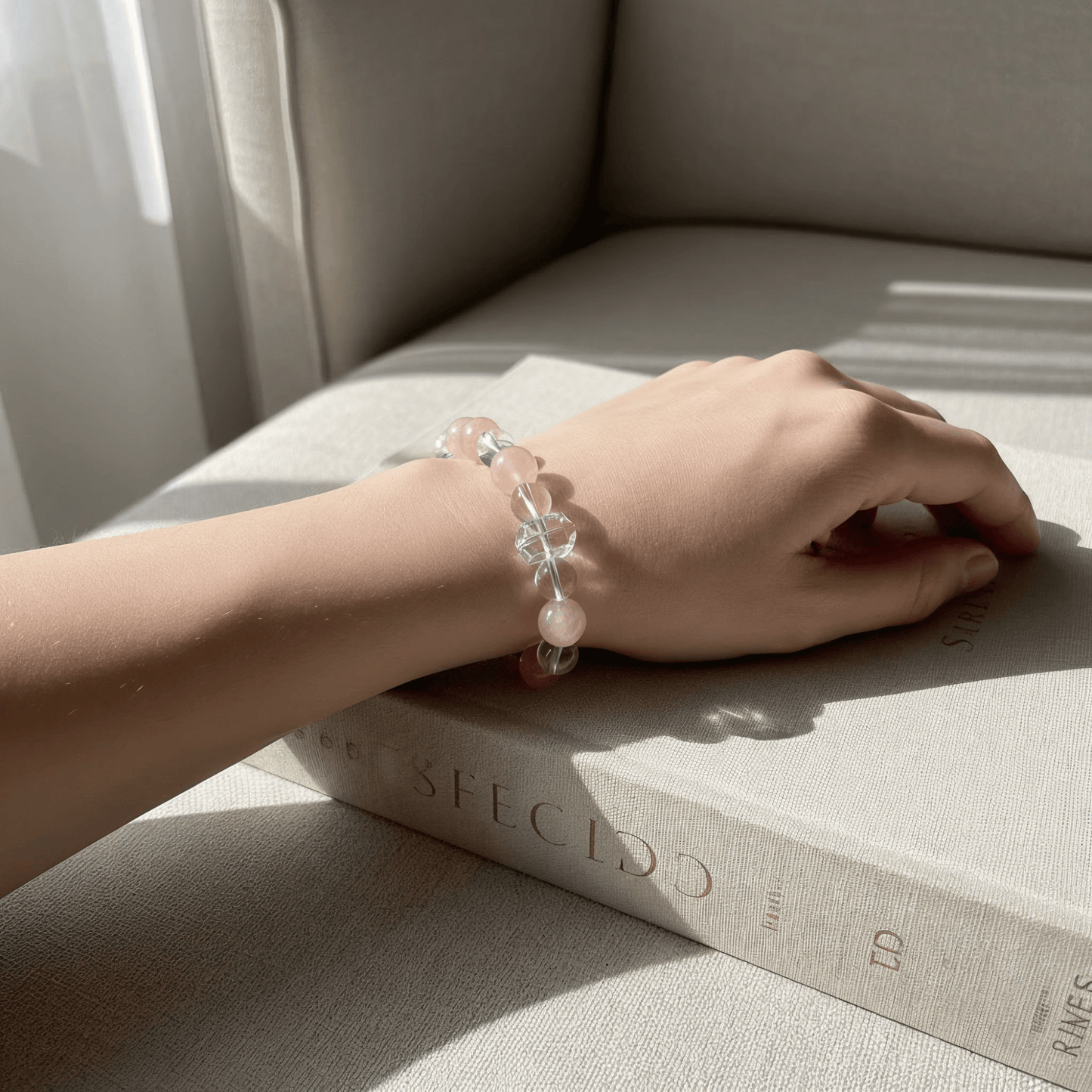 Gentle Light Rose Quartz Bracelet by JWPatronus – natural crystal bracelet for women