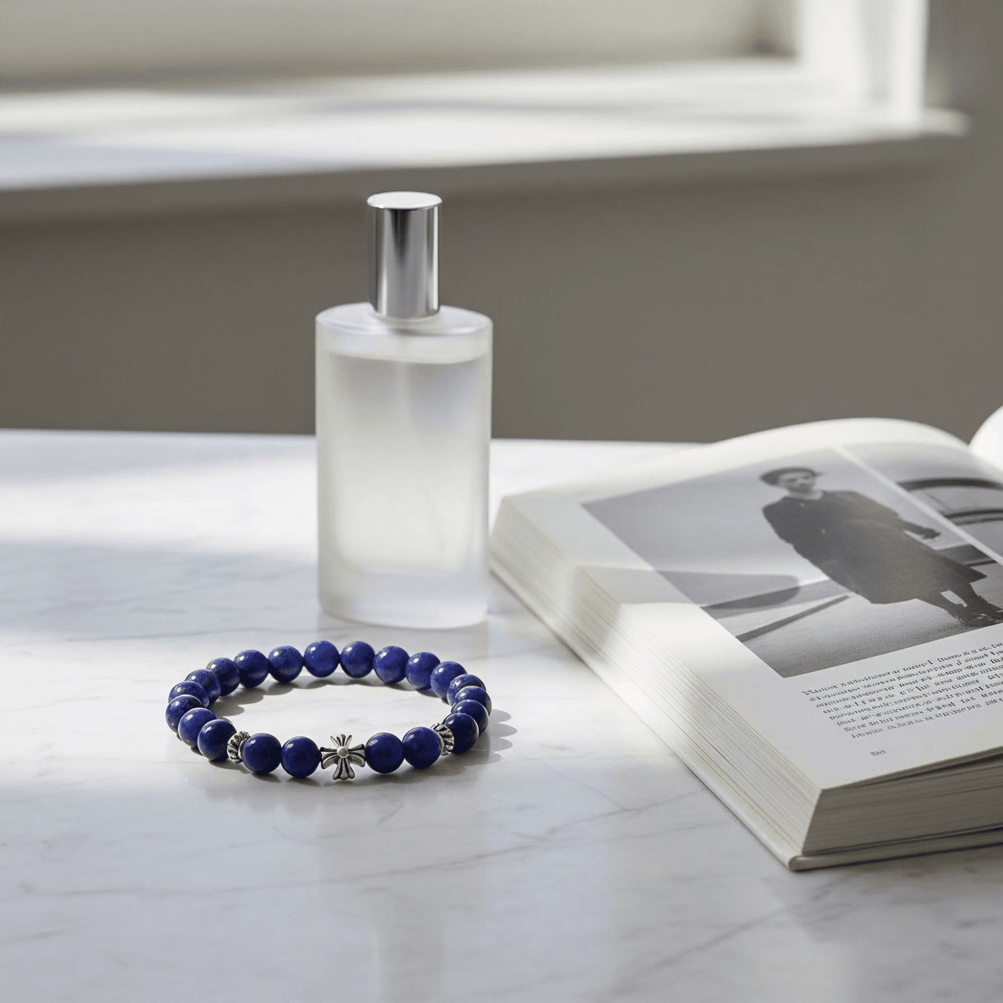 Lucky Clarity Lapis Cross Bracelet by JWPatronus – natural crystal bracelet for women