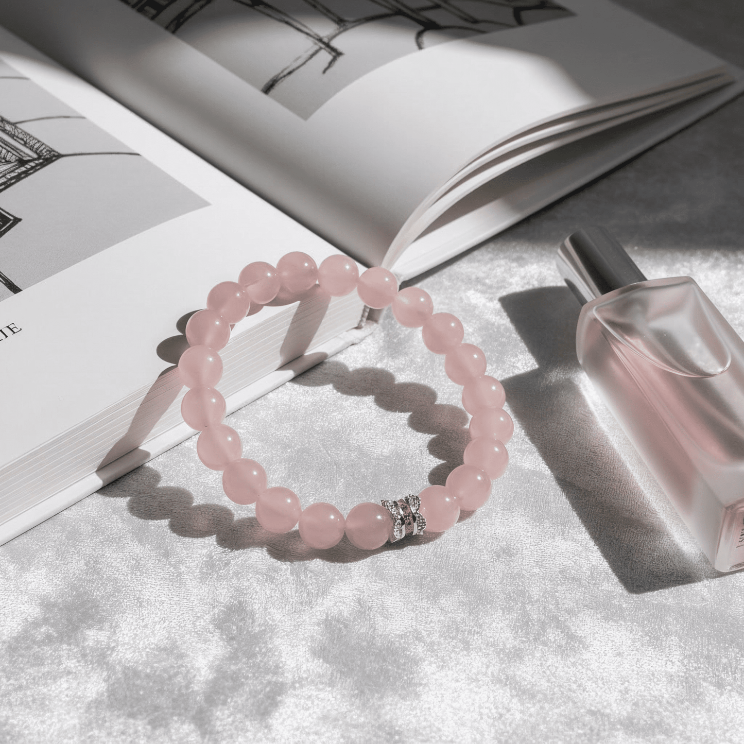 Serenity Heart Rose Quartz Bracelet by JWPatronus – natural crystal bracelet for women