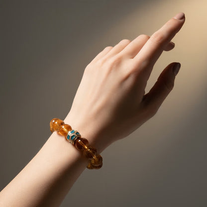 Citrine and green agate bracelet – warm golden beaded jewelry