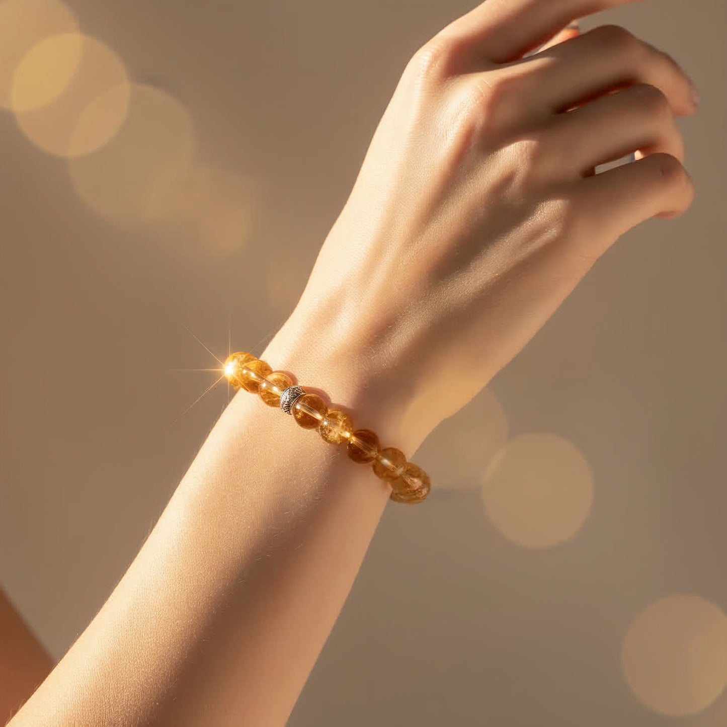 Handmade citrine bracelet on wrist – lightweight everyday citrine jewelry