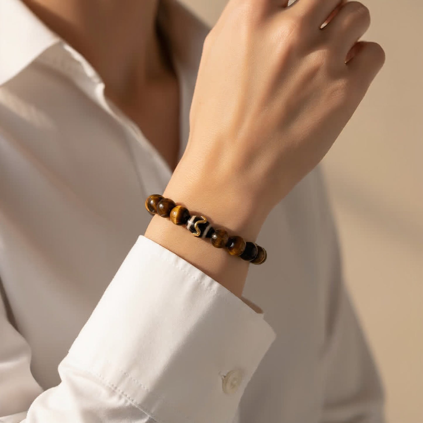 Kailash Tiger’s Eye Dzi Bracelet - JWPatronus