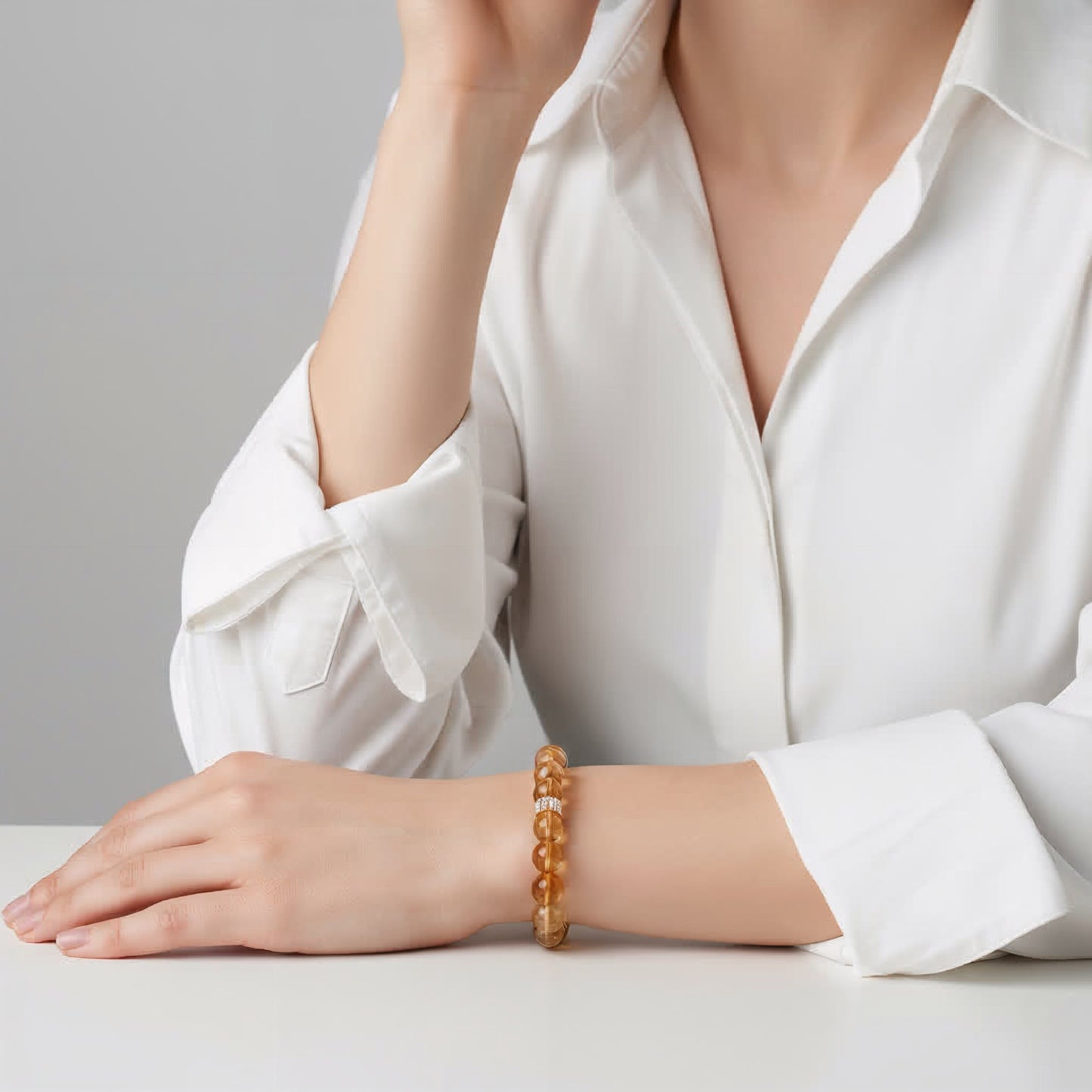 Natural stone beaded bracelet with citrine beads – lightweight comfortable fit