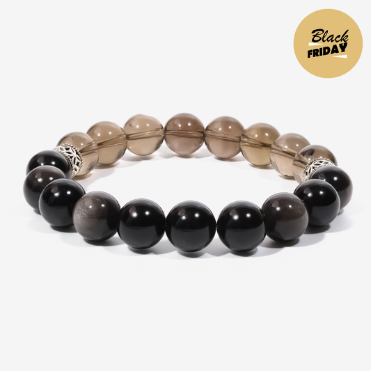 Obsidian & Smoky Quartz Grounding Bracelet