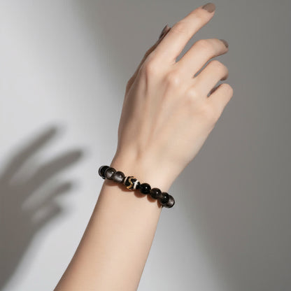 Mystic Shield Obsidian Bracelet - JWPatronus