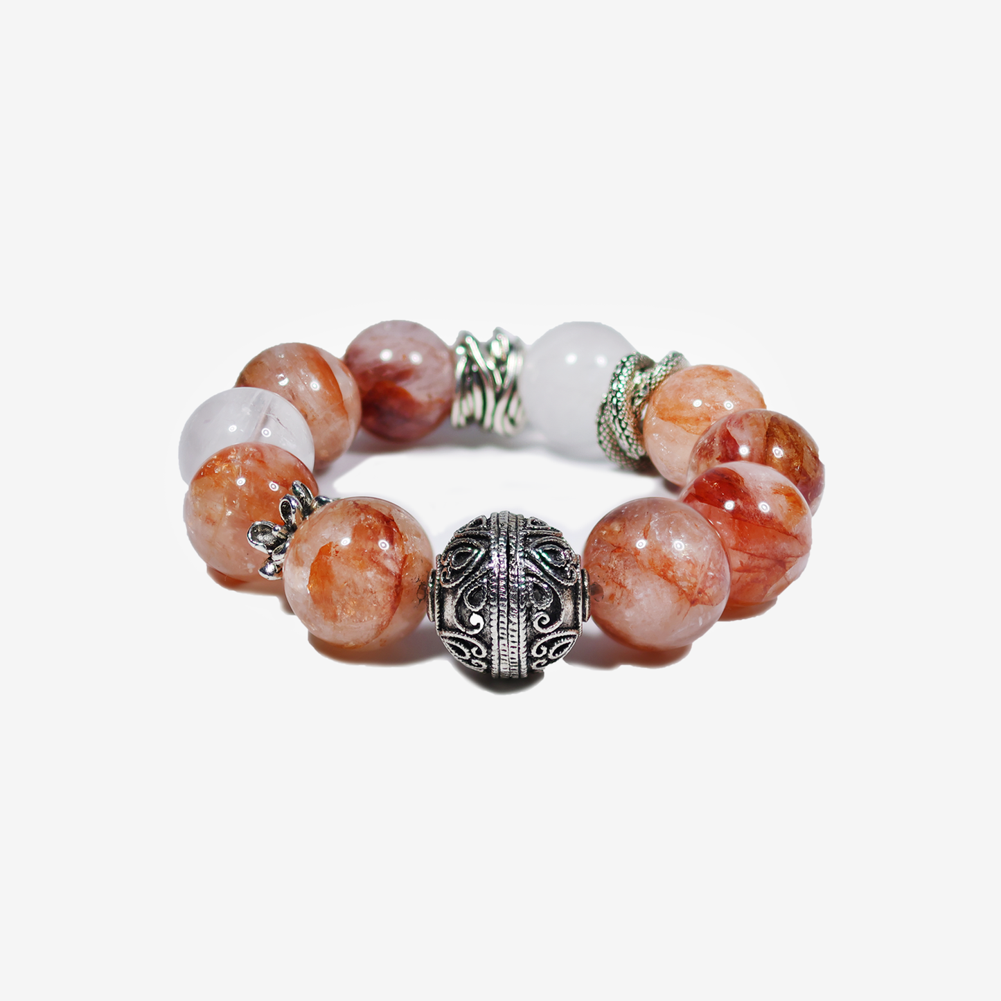 Crimson Bloom Hematoid Quartz Bracelet