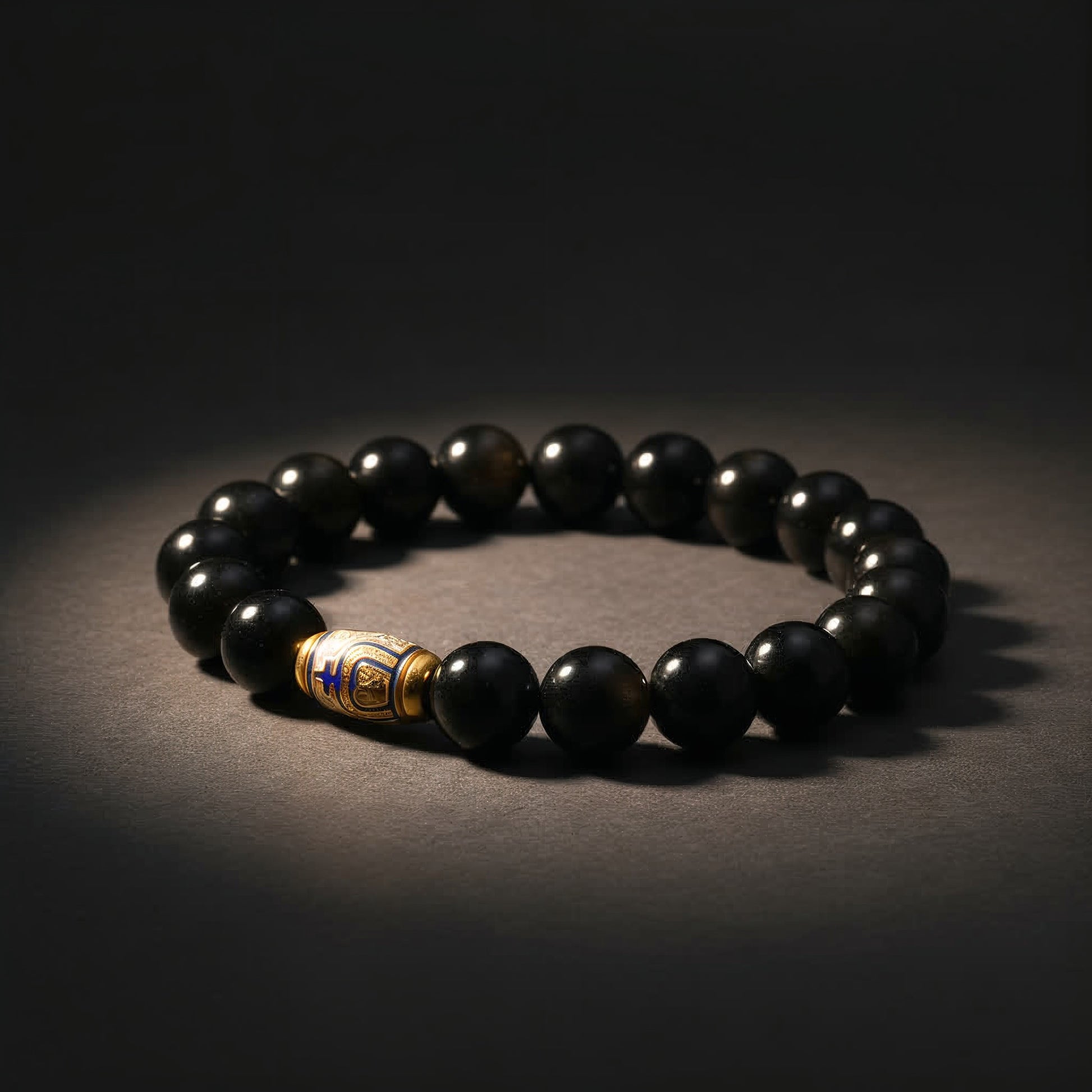 Golden Enameled Obsidian Bracelet - JWPatronus