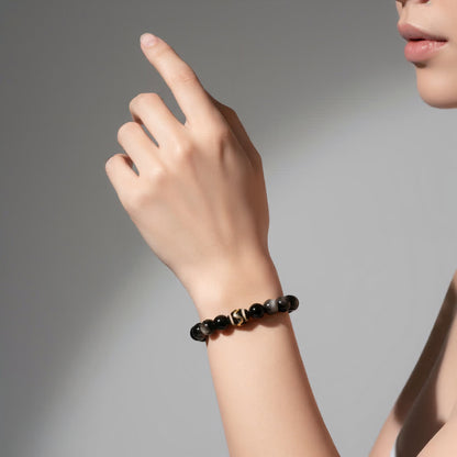 Mystic Shield Obsidian Bracelet - JWPatronus