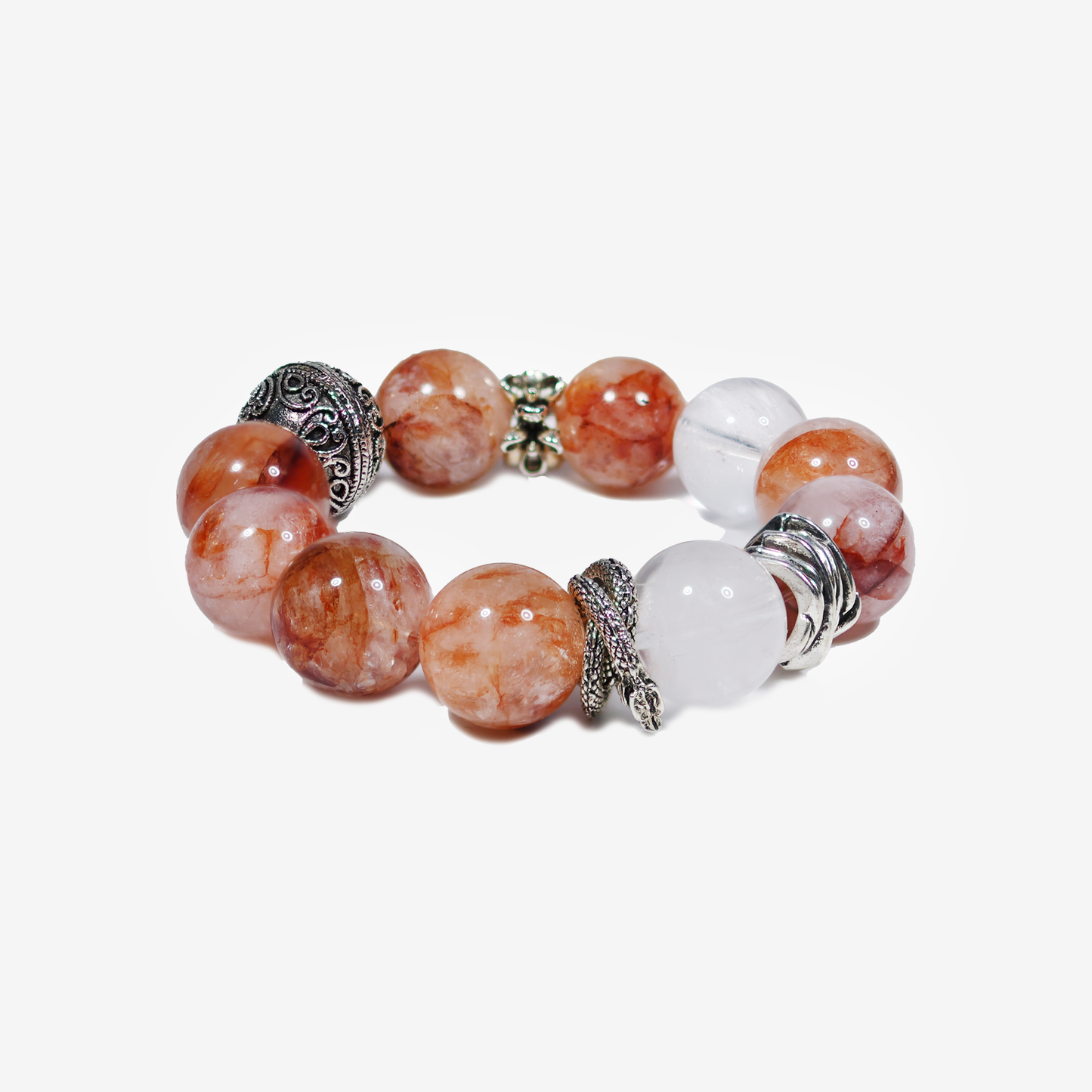 Crimson Bloom Hematoid Quartz Bracelet