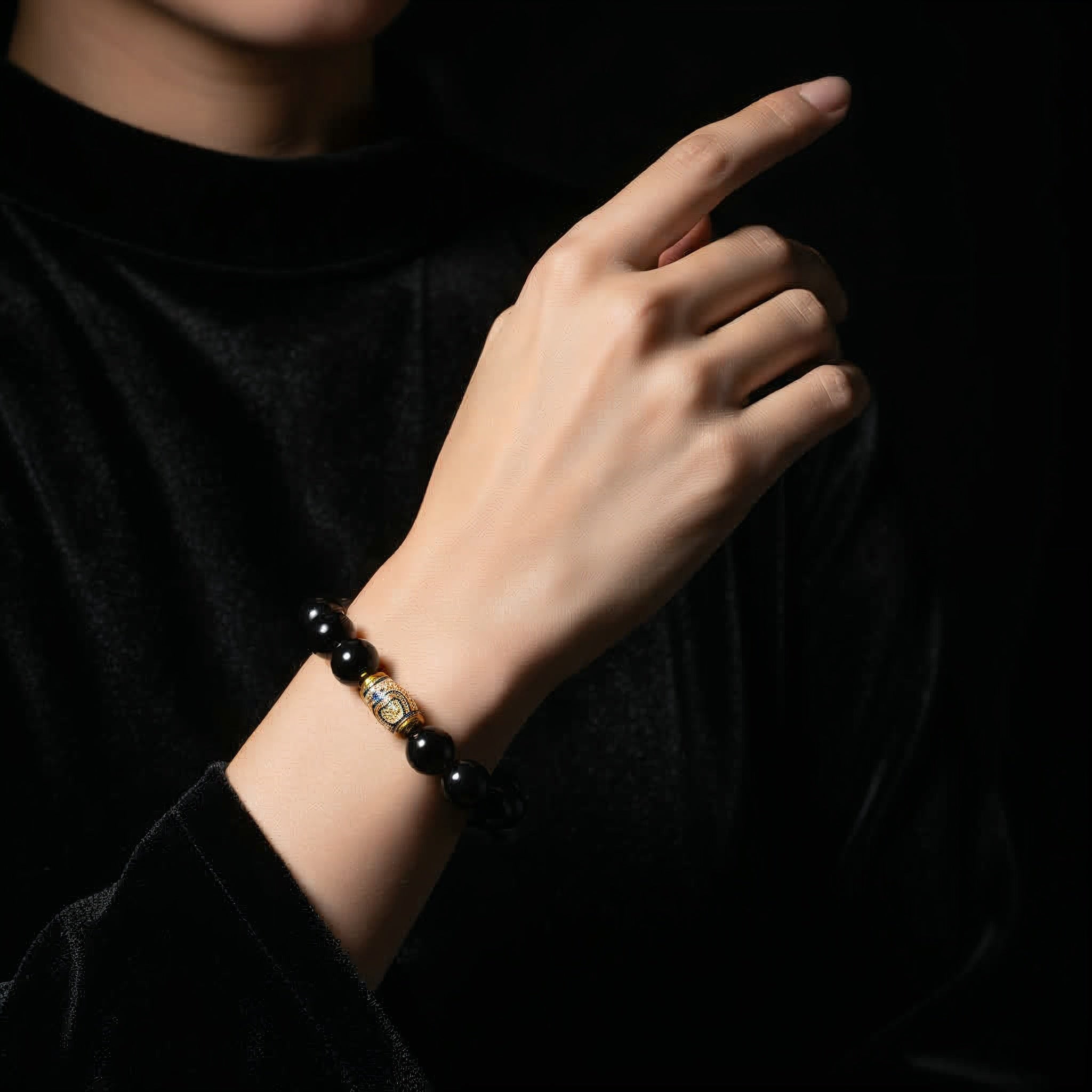 Golden Enameled Obsidian Bracelet - JWPatronus