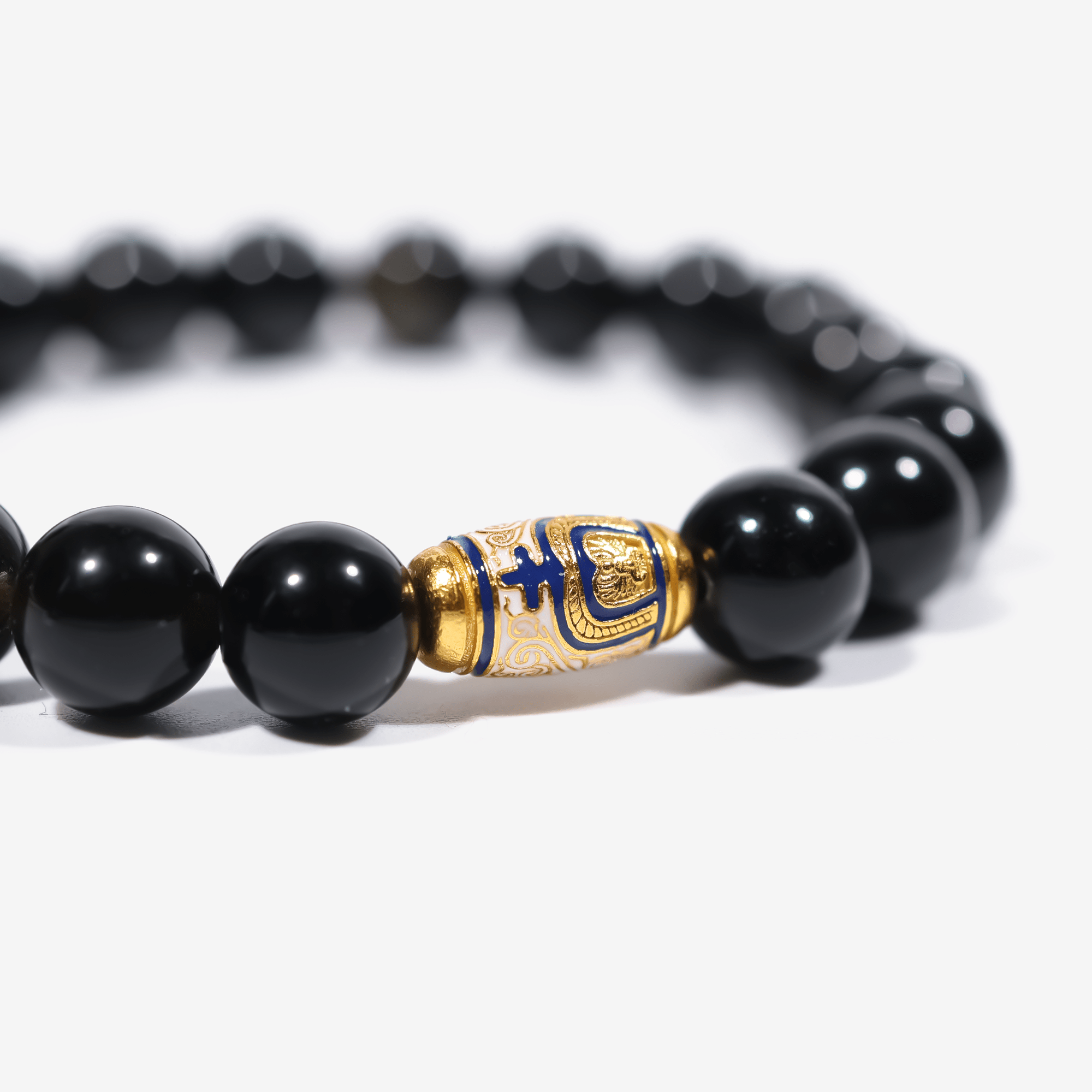 Golden Enameled Obsidian Bracelet - JWPatronus
