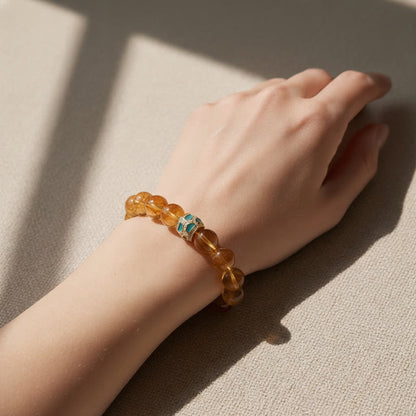 Handmade citrine bracelet on wrist – natural Brazilian citrine jewelry