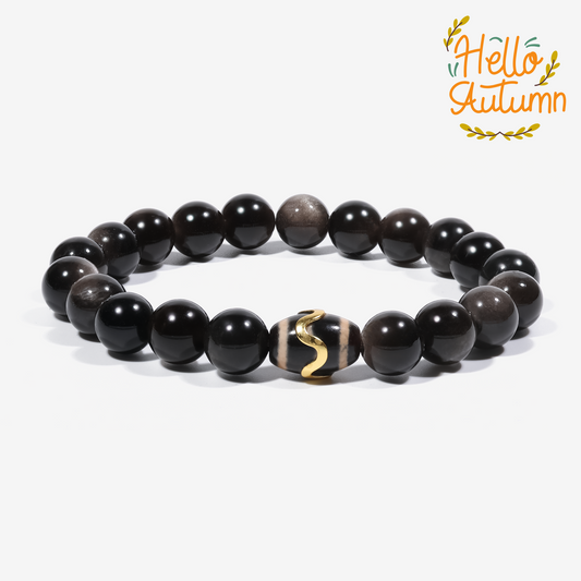 Mystic Shield Obsidian & Dzi Bracelet - JWPatronus