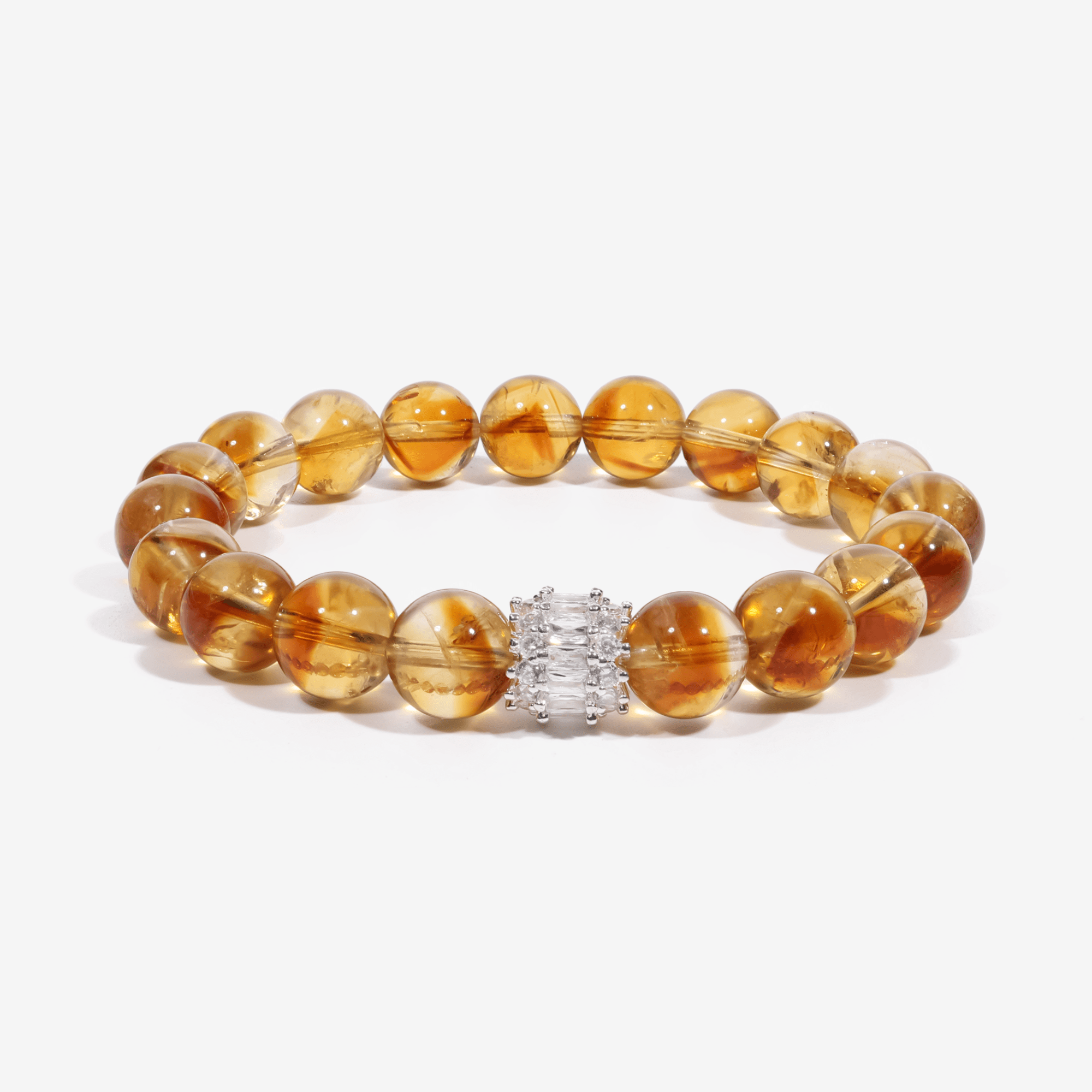 Solar Radiance Citrine Bracelet – natural Brazilian citrine beaded bracelet on white background