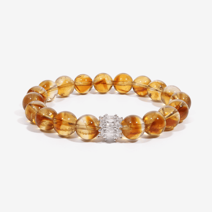 Solar Radiance Citrine Bracelet – natural Brazilian citrine beaded bracelet on white background