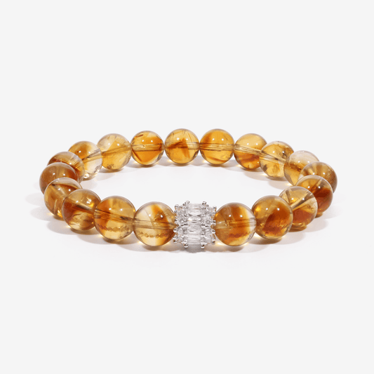 Solar Radiance Citrine Bracelet – natural Brazilian citrine beaded bracelet on white background