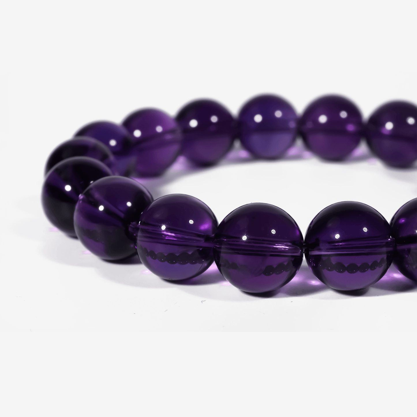 beaded amethyst birthstone bracelet made with natural purple crystal gemstones