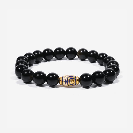Golden Enameled Obsidian Bracelet - JWPatronus