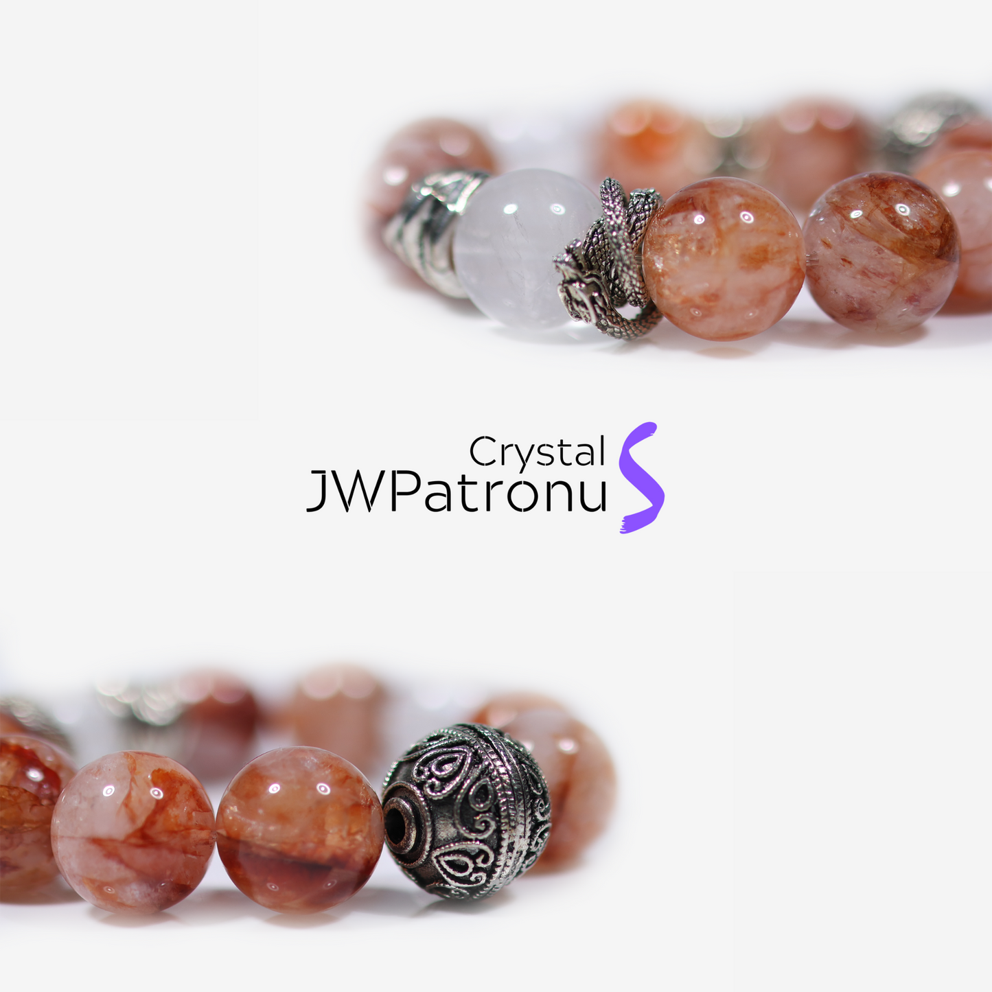 Crimson Bloom Hematoid Quartz Bracelet