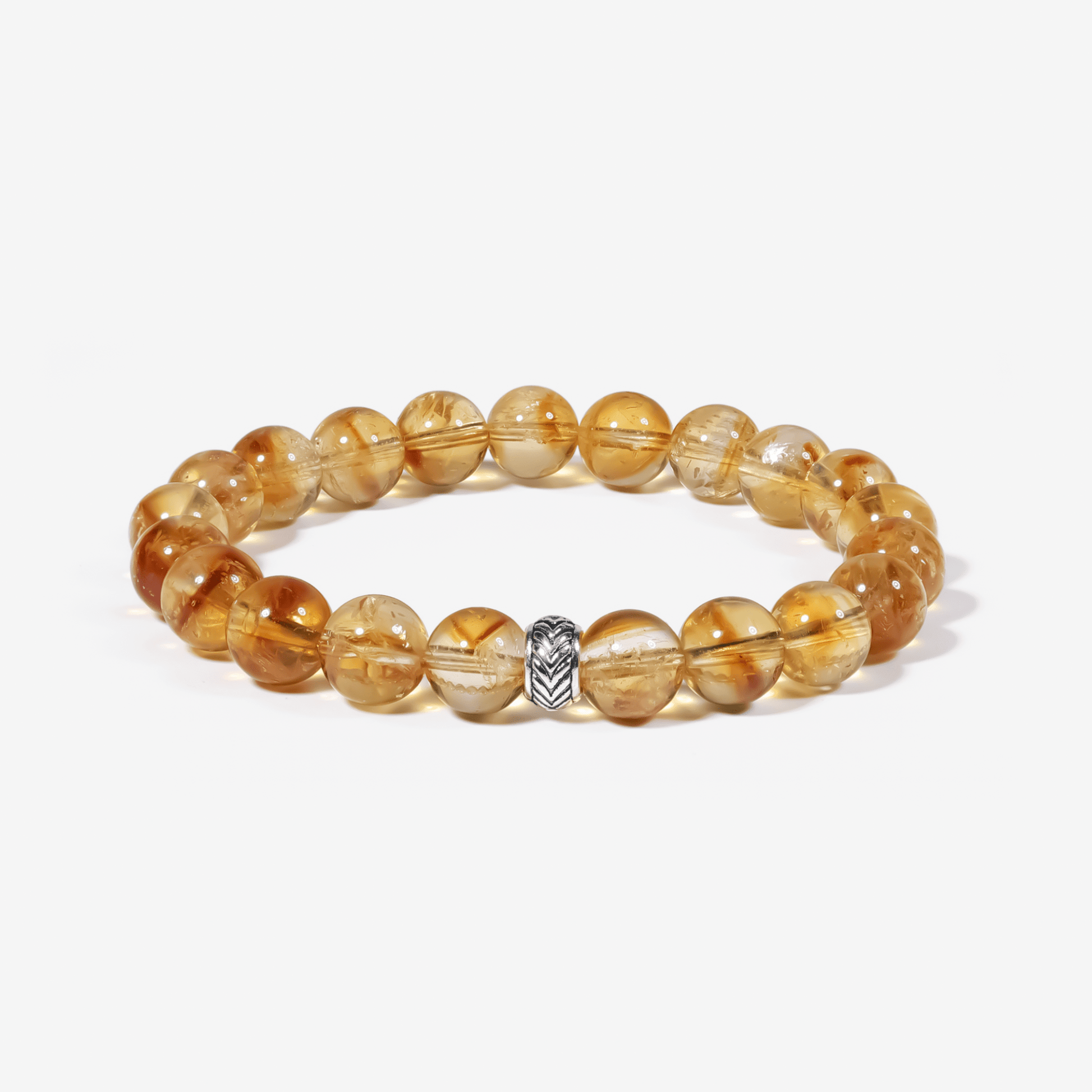 Brilliant Citrine Bracelet – natural citrine beaded bracelet on white background