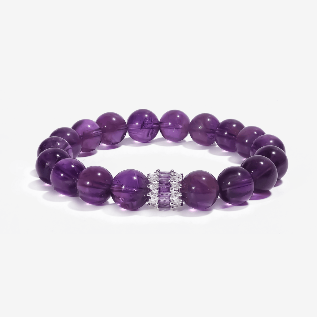 Royal Amethyst Elegance Bracelet - Natural Sleep & Anxiety Crystal - 10mm Beads