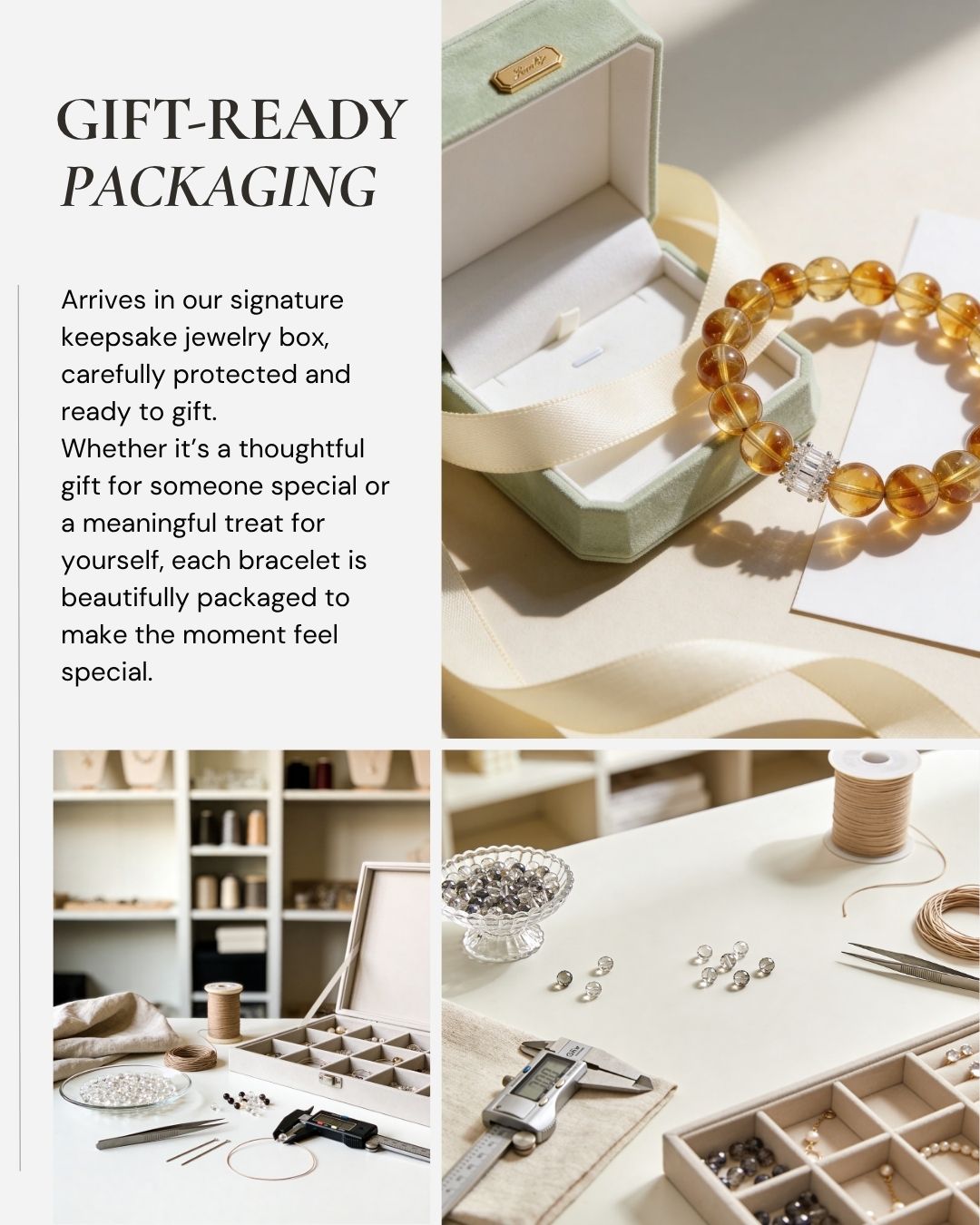 Solar Radiance Citrine Bracelet presented in a gift-ready keepsake jewelry box for thoughtful gifts, self-gifting, and meaningful everyday moments.
