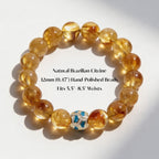 Natural Brazilian Citrine bracelet with 12mm hand-polished beads and Green Agate focal accent