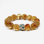 Amber Glow Citrine Bracelet with natural Brazilian Citrine, 12mm beads, and Green Agate centerpiece