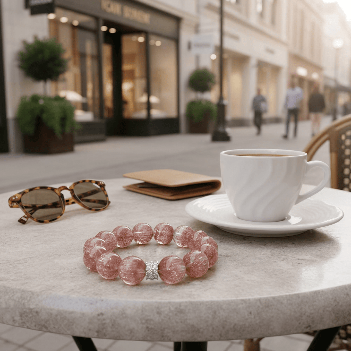 Aurora Bloom Strawberry Quartz Bracelet by JWPatronus – natural crystal bracelet for women