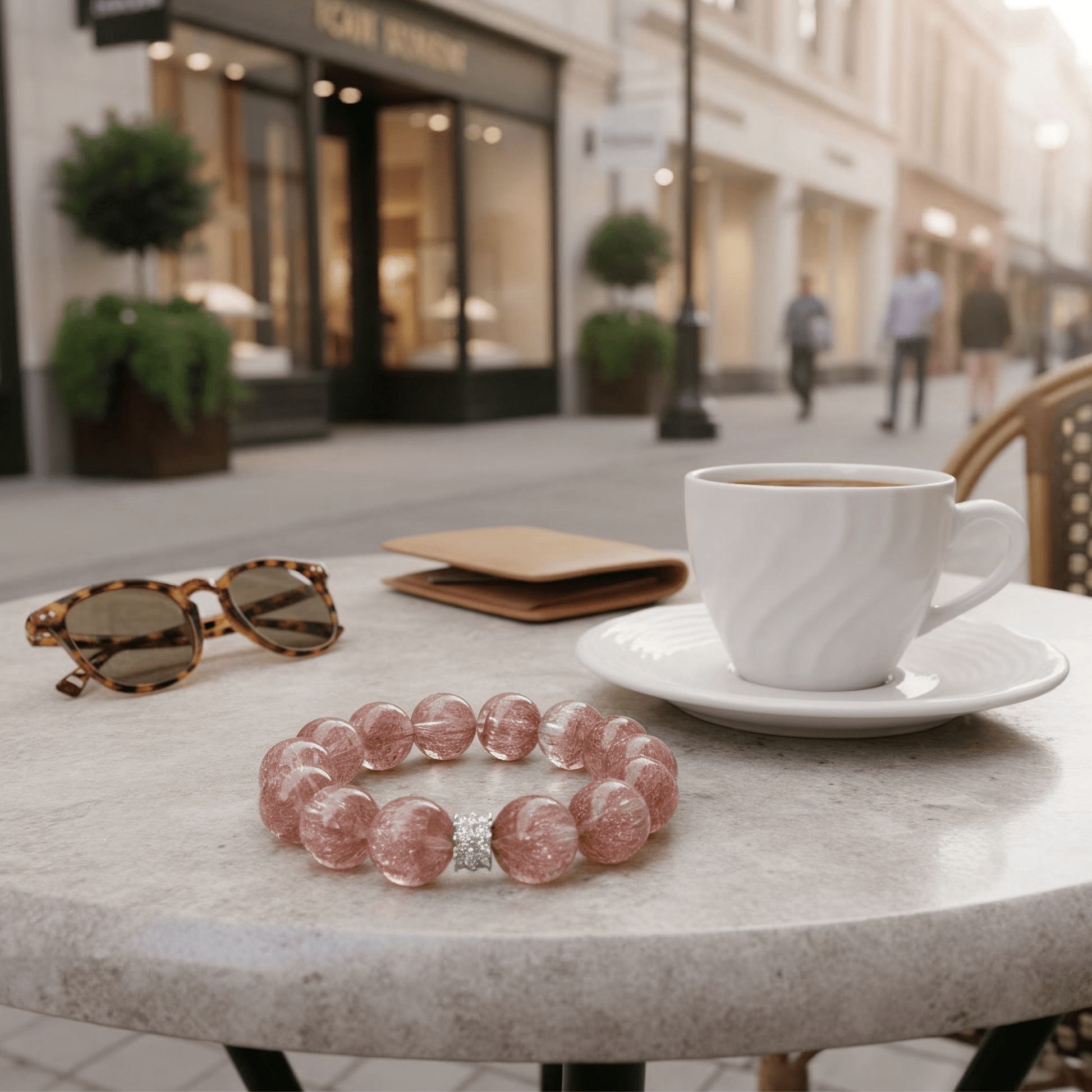 Aurora Bloom Strawberry Quartz Bracelet by JWPatronus – natural crystal bracelet for women