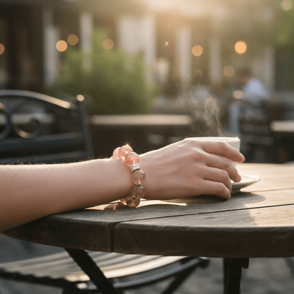 Aurora Bloom Strawberry Quartz Bracelet by JWPatronus – natural crystal bracelet for women