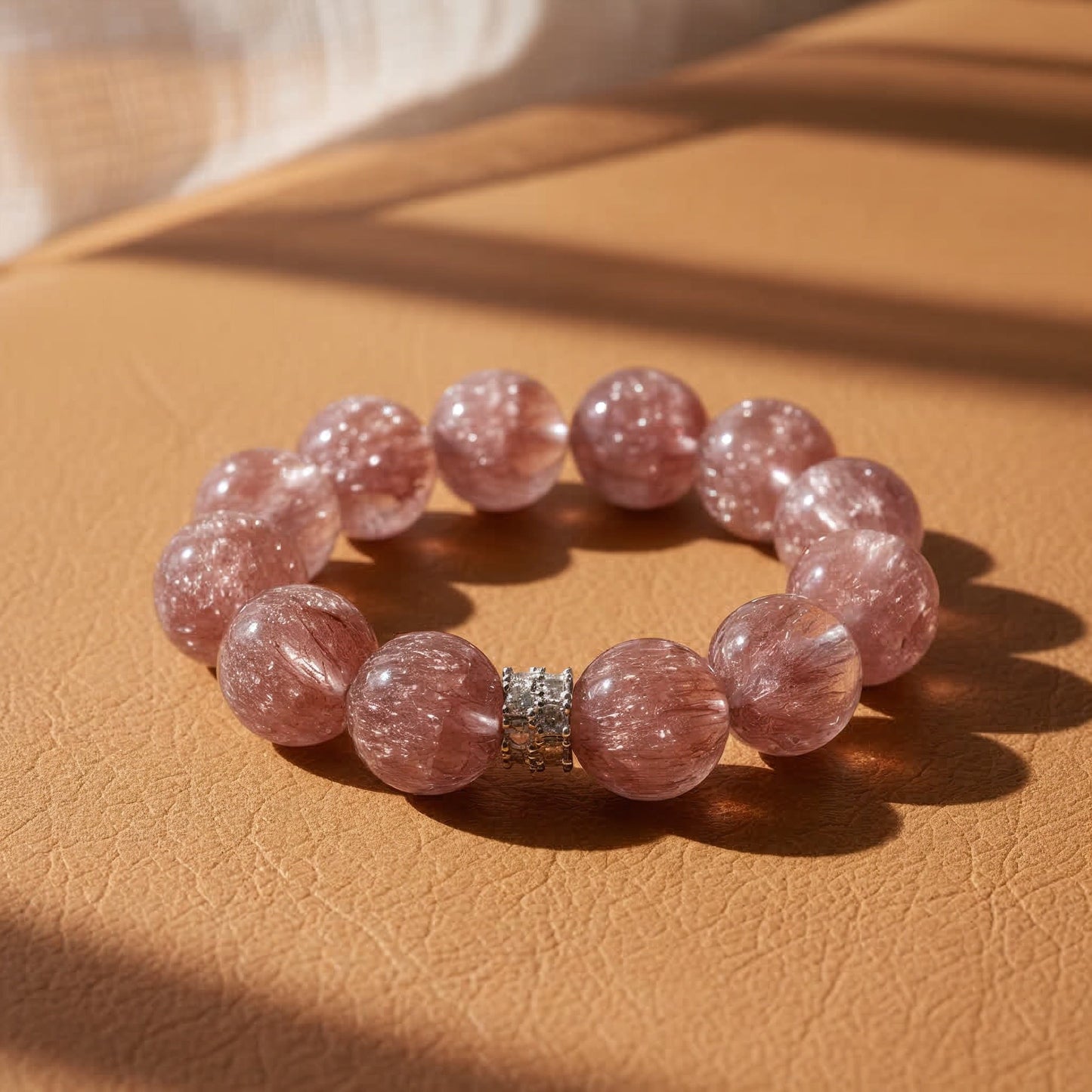 Aurora Bloom Strawberry Quartz Bracelet by JWPatronus – natural crystal bracelet for women