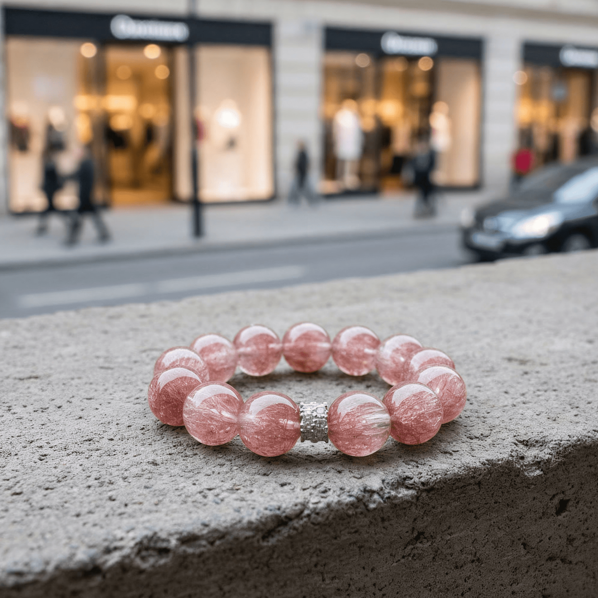 Aurora Bloom Strawberry Quartz Bracelet by JWPatronus – natural crystal bracelet for women