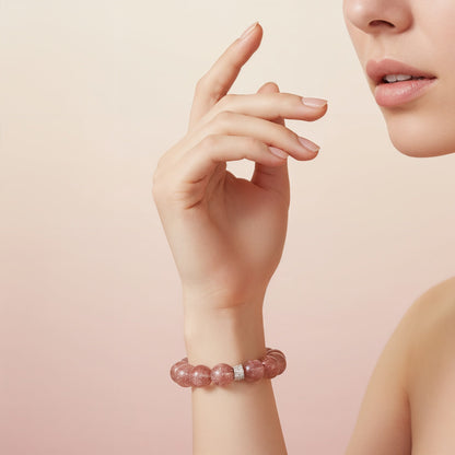 Aurora Bloom Strawberry Quartz Bracelet by JWPatronus – natural crystal bracelet for women
