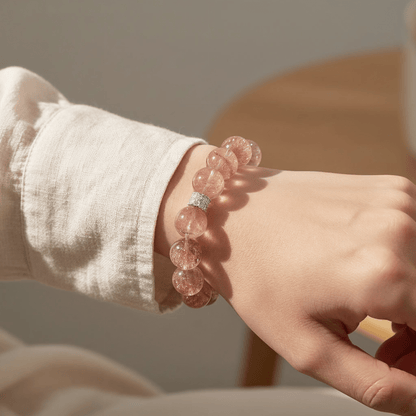 Aurora Bloom Strawberry Quartz Bracelet by JWPatronus – natural crystal bracelet for women