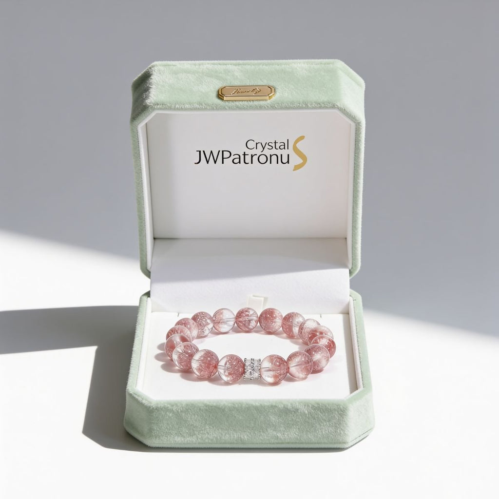 Aurora Bloom Strawberry Quartz Bracelet by JWPatronus – natural crystal bracelet for women