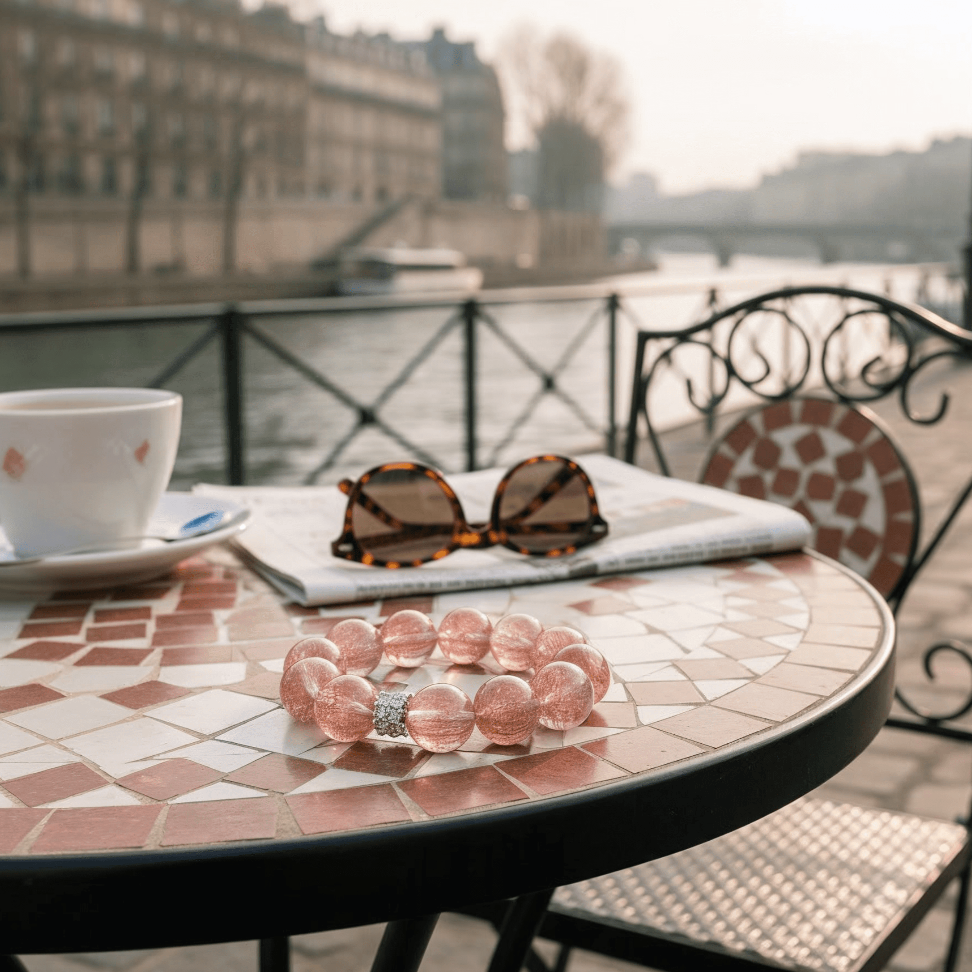 Aurora Bloom Strawberry Quartz Bracelet by JWPatronus – natural crystal bracelet for women