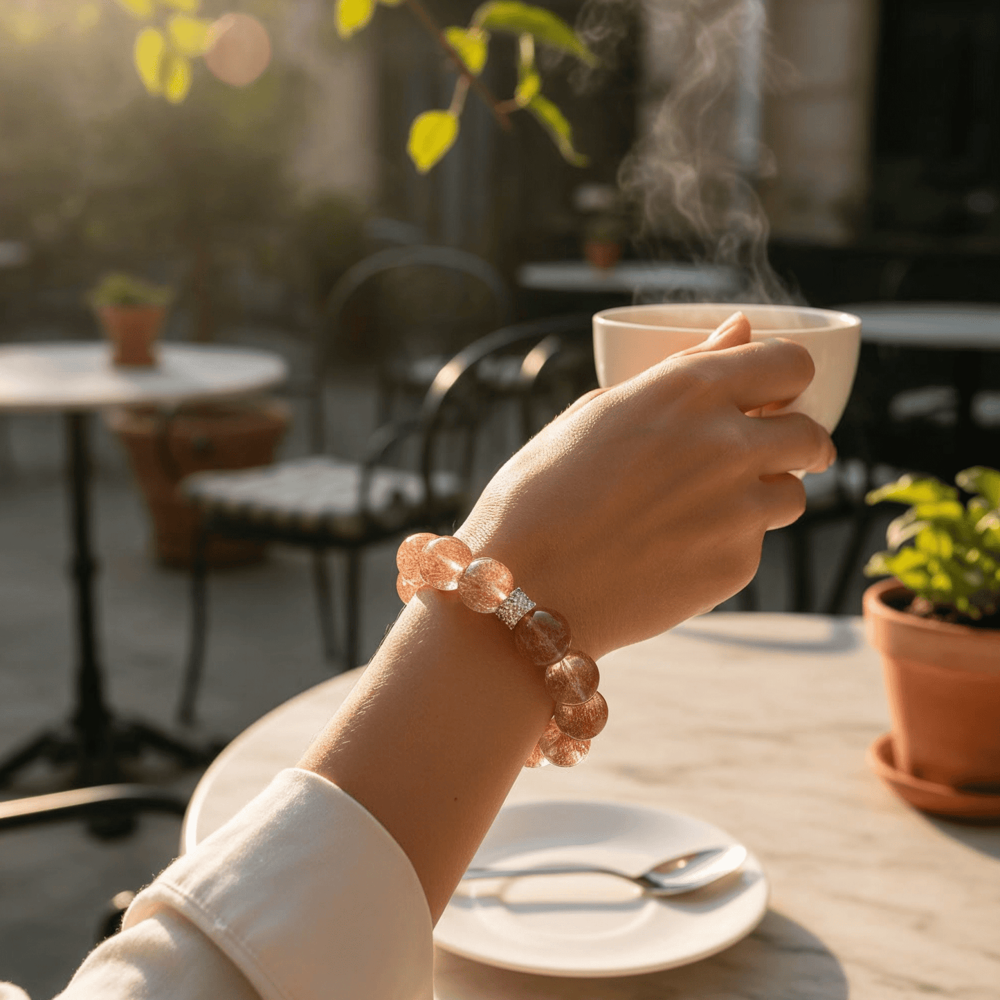 Aurora Bloom Strawberry Quartz Bracelet by JWPatronus – natural crystal bracelet for women