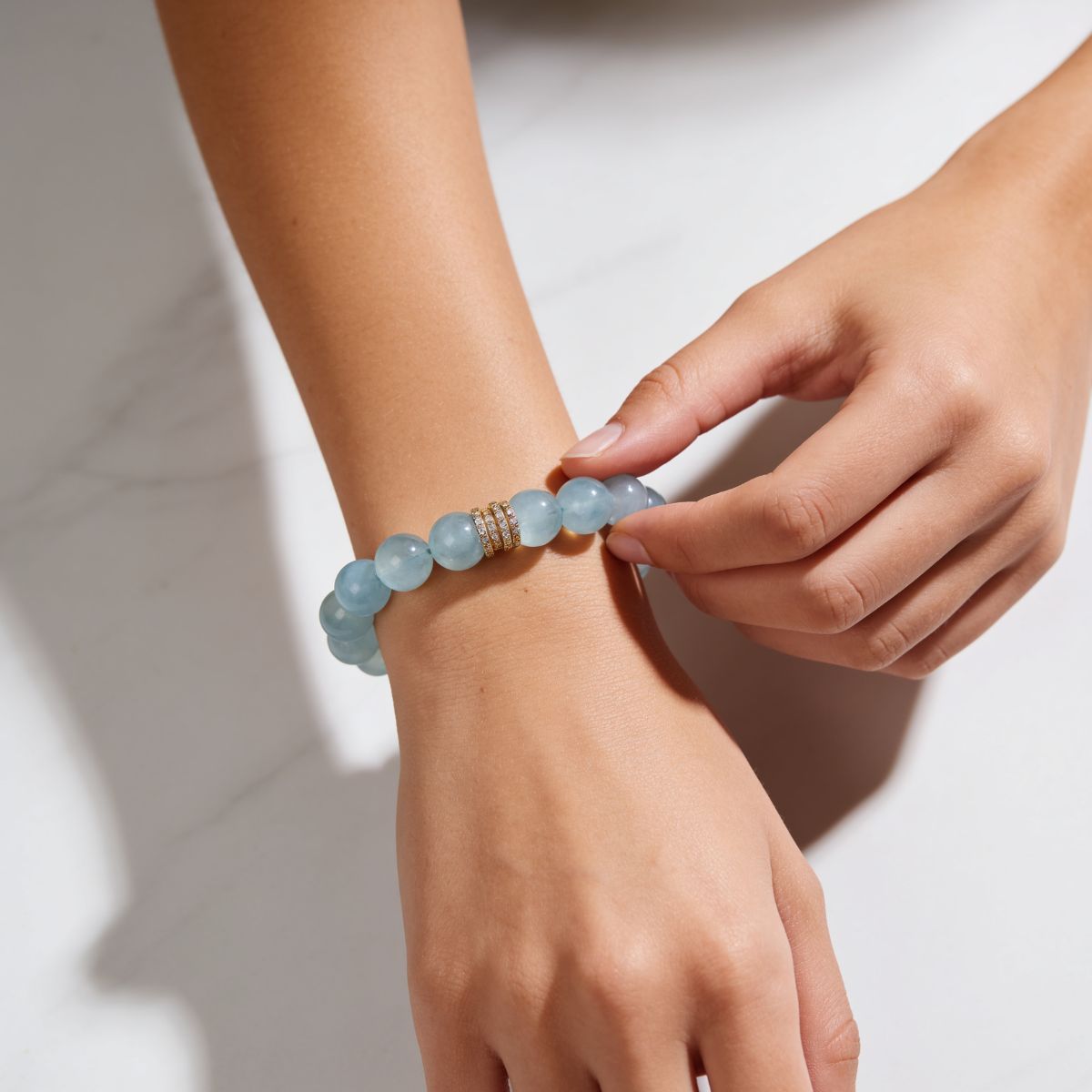 Blue Horizon Aquamarine Bracelet by JWPatronus – natural crystal bracelet for women