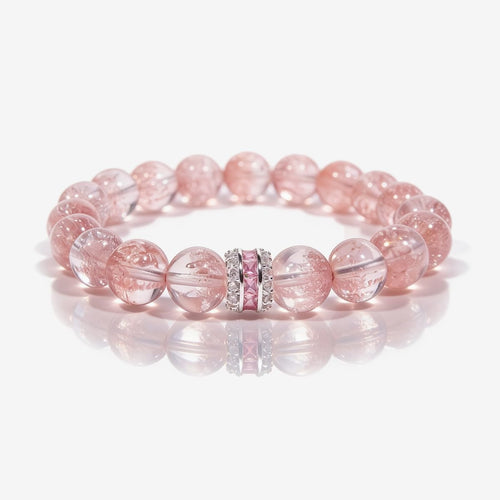 Blush Harmony Strawberry Quartz Beaded Bracelet by JWPatronus – natural crystal bracelet for women